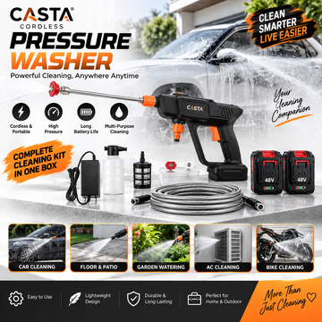 High Pressure Car Washer Gun - 48V Portable Electric Water Washer with Rechargeable Battery