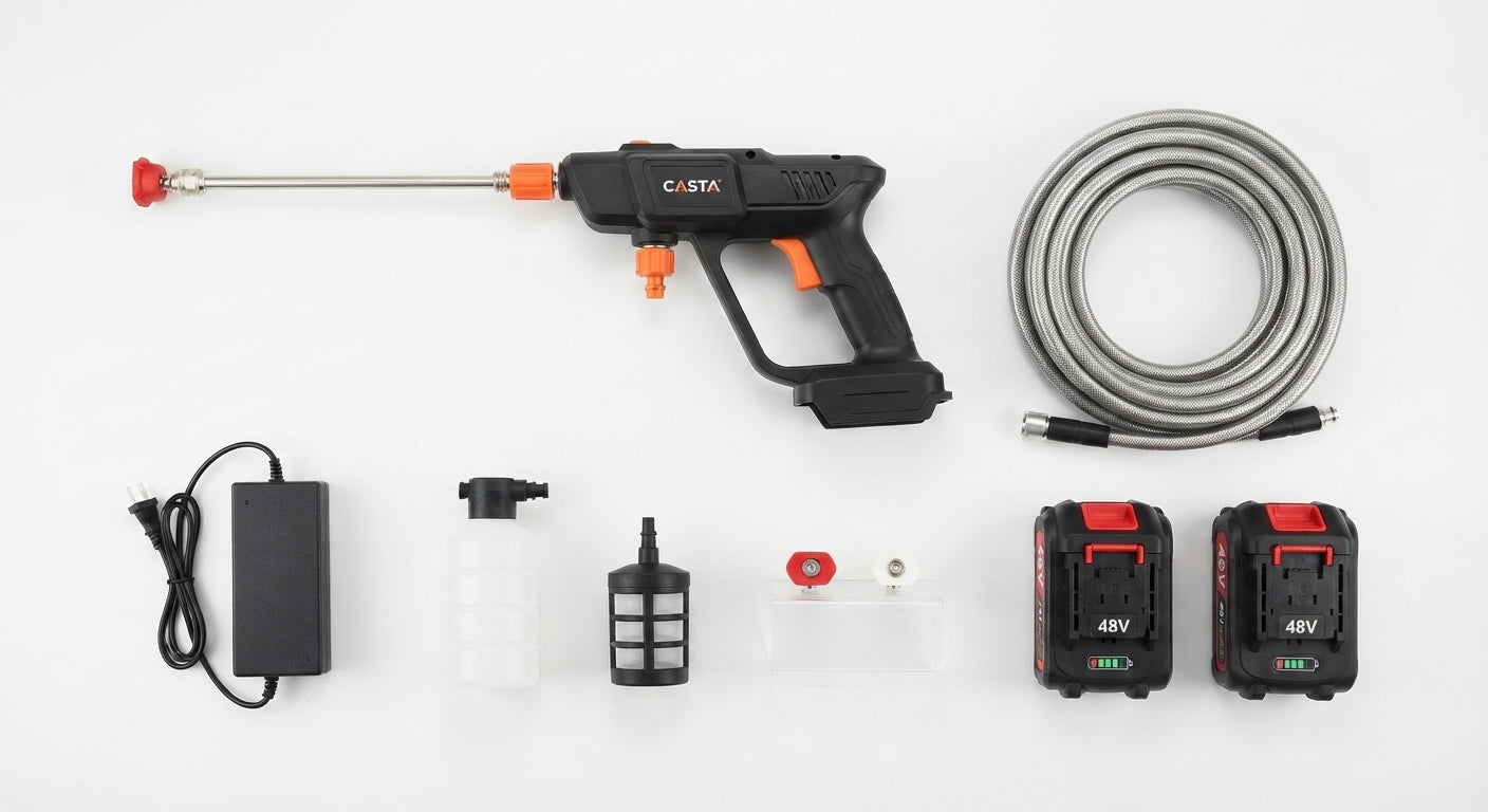 High Pressure Car Washer Gun - 48V Portable Electric Water Washer with Rechargeable Battery
