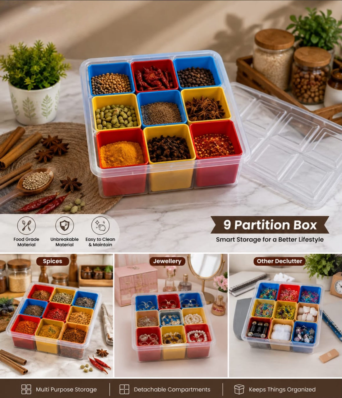Royal 9 Partition Masala Box